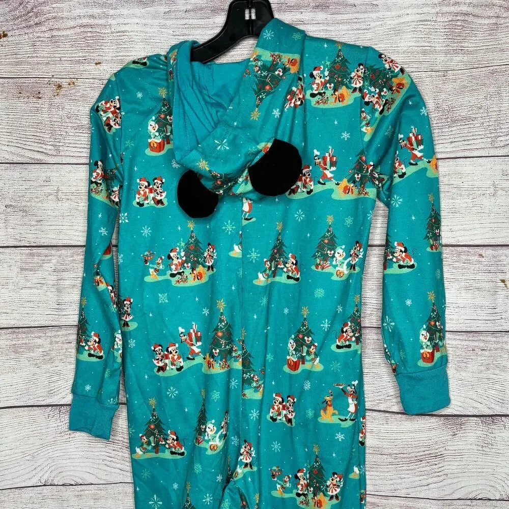 Disney Parks Mickey Mouse Christmas Winter Pajama Lounge Zip Union Suit Size 7/8 - Picture 4 of 12